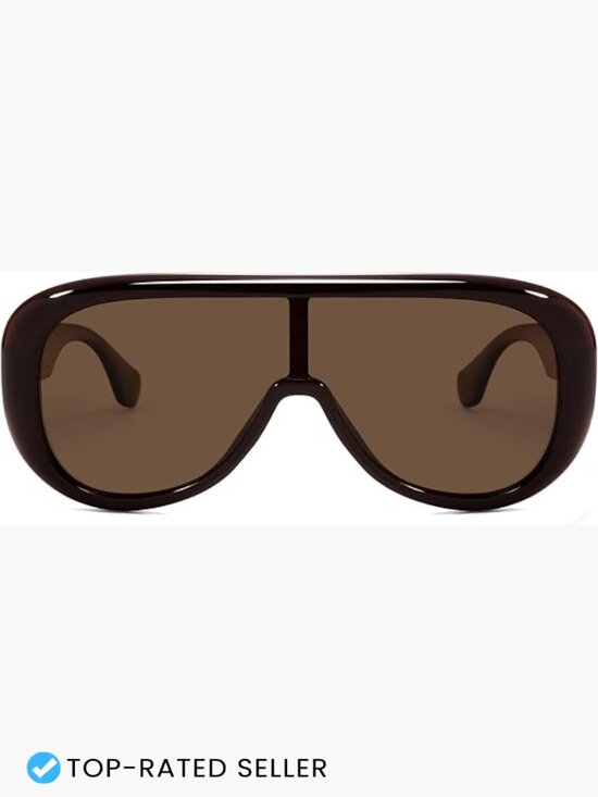 Oversized Aviator Square Sunglasses Polarized Lens Retro Futuristic Mask Shades main image 4